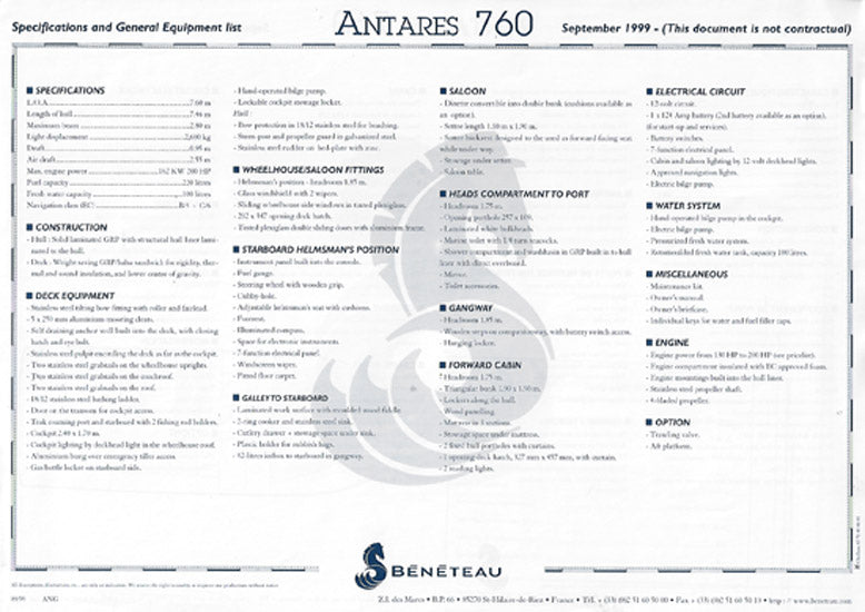 Beneteau Antares 760 Brochure
