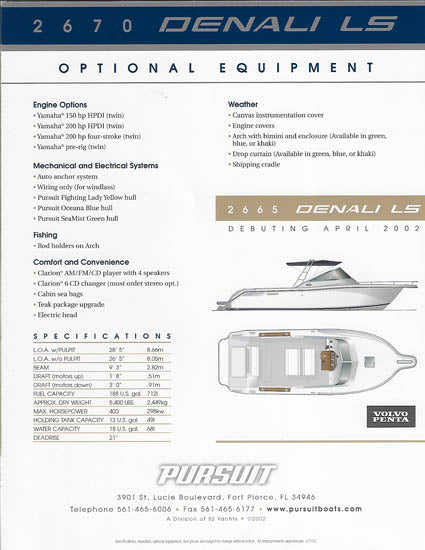 Pursuit 2670 Denali LS Brochure