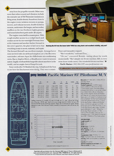 Pacific Mariner 85 Power & Motoryacht Magazine Reprint Brochure