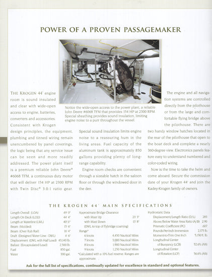 Krogen 44 Trawler Brochure