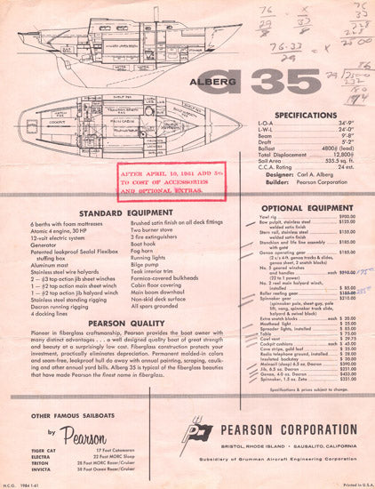 Pearson Alberg 35 Brochure