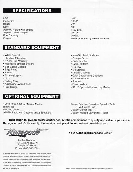 Sea Pro Renegade Brochure