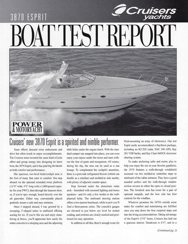 Cruisers 3870 Esprit Magazine Reprint Brochure