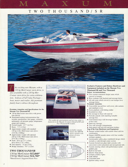 Maxum 1989 Brochure