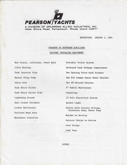 Pearson 26 Brochure