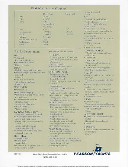 Pearson 28 Mark II Brochure