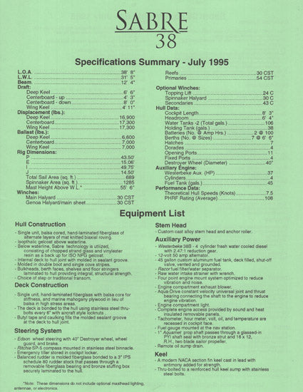 Sabre 38 Mark II Brochure