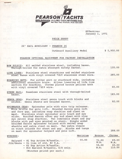Pearson 26 Brochure