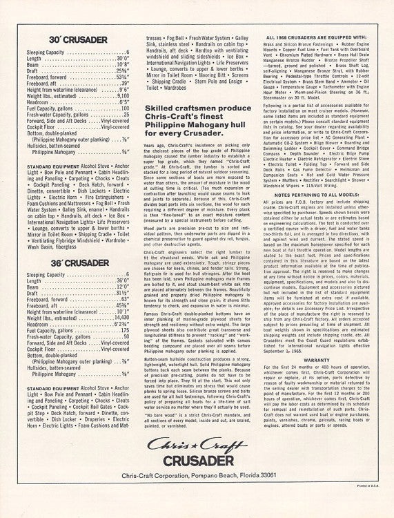 Chris Craft 1968 Crusader Brochure