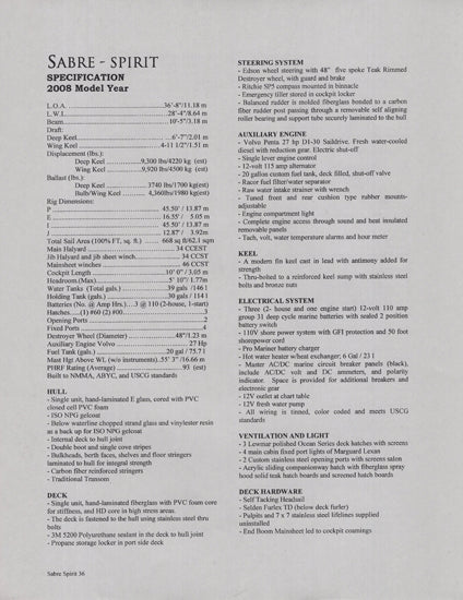 Sabre 36 Spirit Brochure