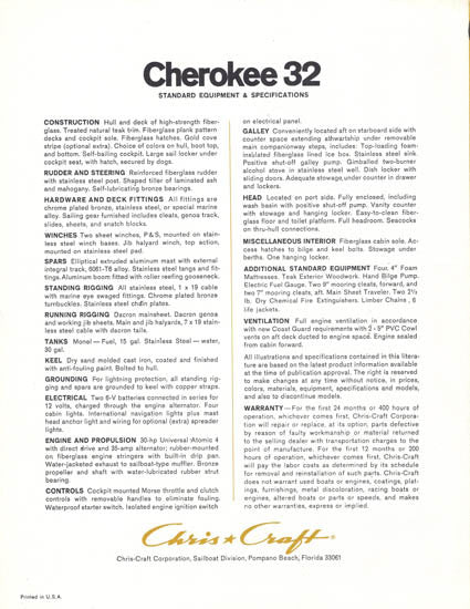 Chris Craft Cherokee 32 Brochure