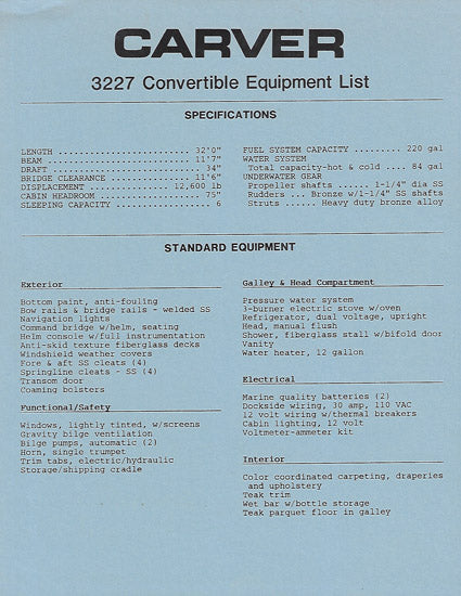Carver 32 Convertible Brochure