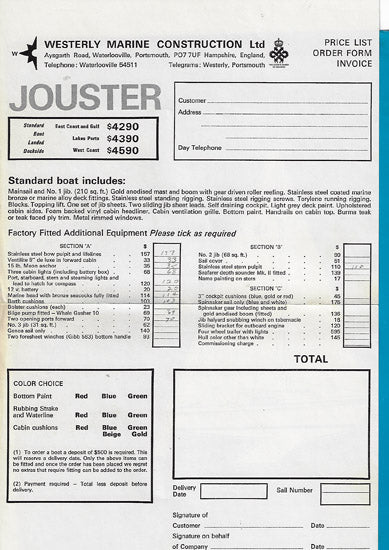 Westerly Jouster Brochure