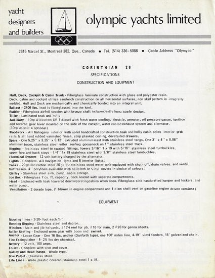 Olympic Corinthian 28 Brochure