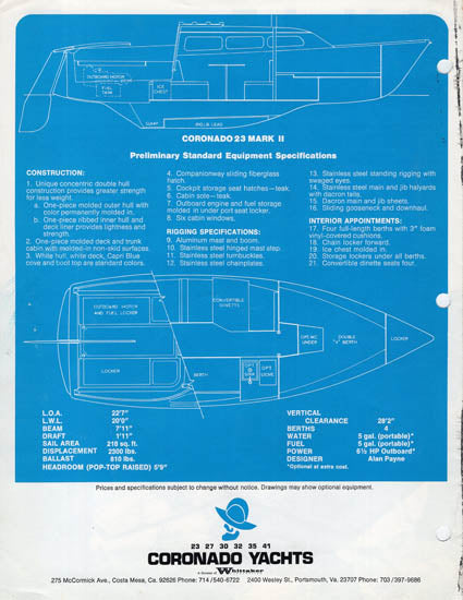 Coronado 23 Mark II Brochure