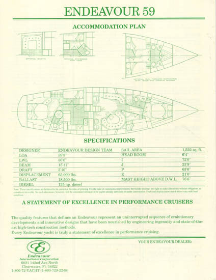 Endeavour 59 Specification Brochure