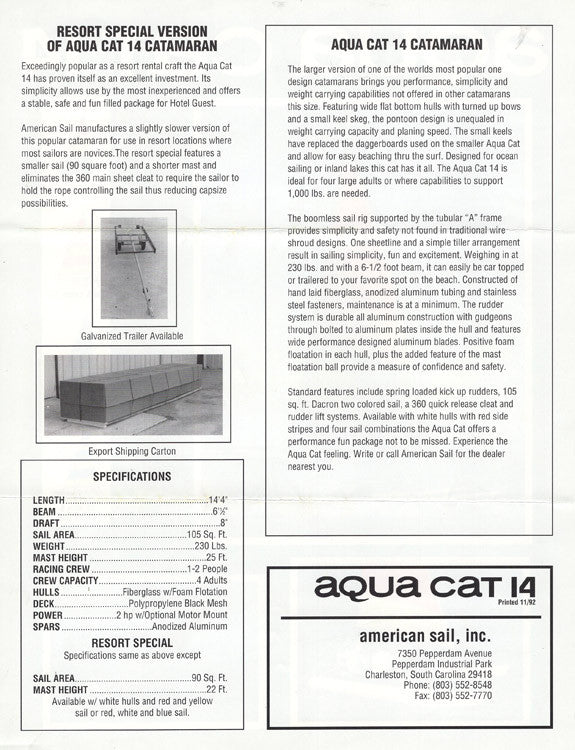 Aqua Cat 14 Brochure