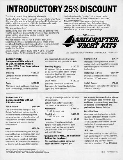 Coronado Sailcrafter 23 Brochure