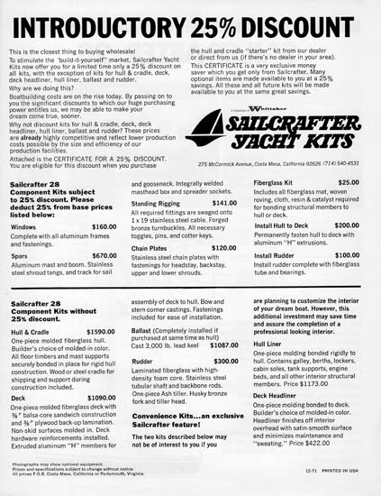 Columbia Sailcrafter 28 Brochure