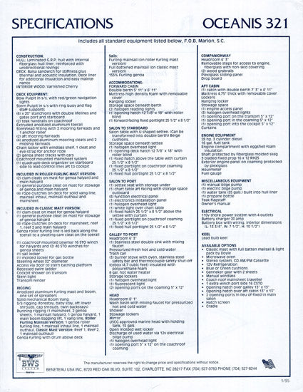 Beneteau Oceanis 321 Specification Brochure