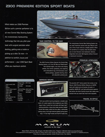 Maxum 2300 Premiere Edition Sport Boat Brochure