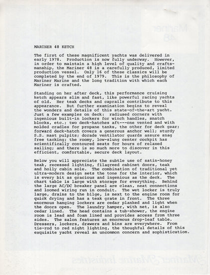 Mariner 48 Specification Brochure
