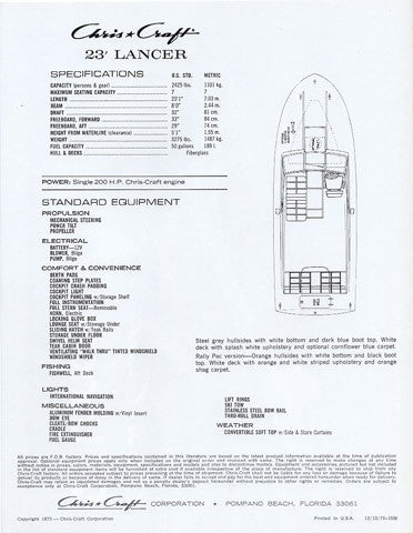 Chris Craft Lancer 23 Brochure