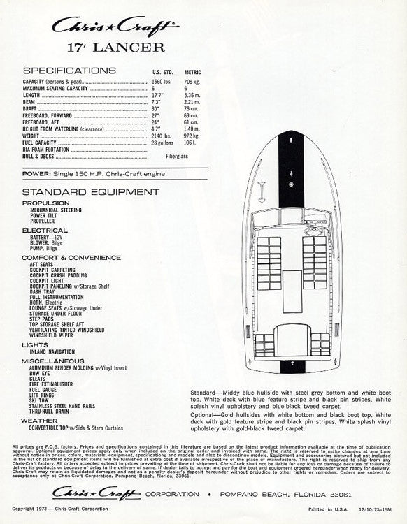 Chris Craft Lancer 17 Brochure
