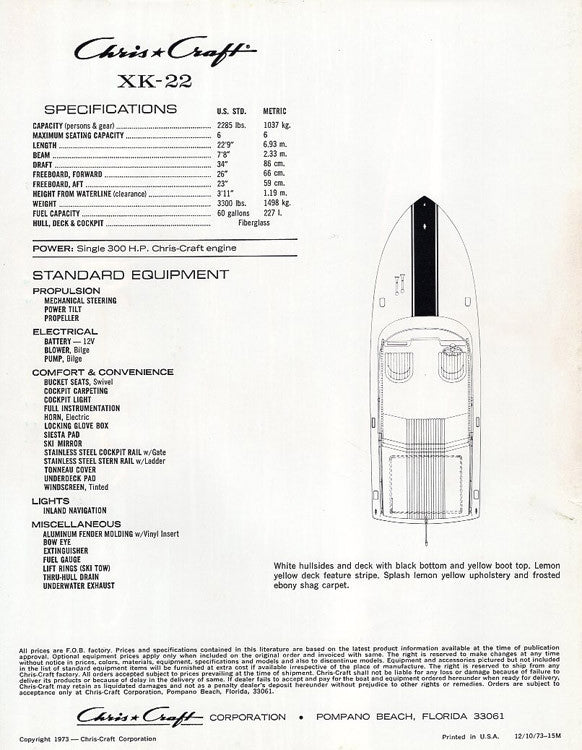 Chris Craft XK-22 Brochure