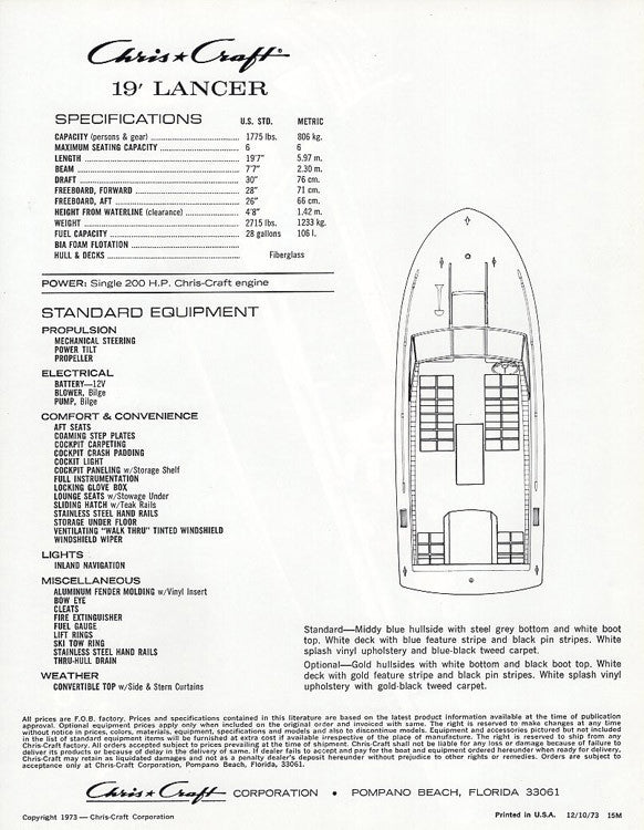 Chris Craft Lancer 19 Brochure