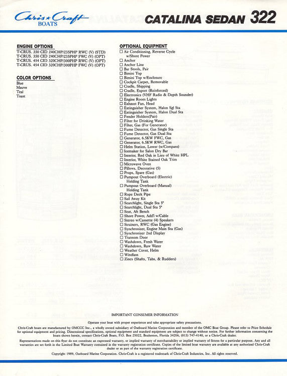 Chris Craft Catalina 322 Sedan Brochure
