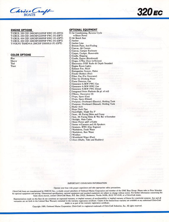 Chris Craft 320 Express Cruiser Brochure