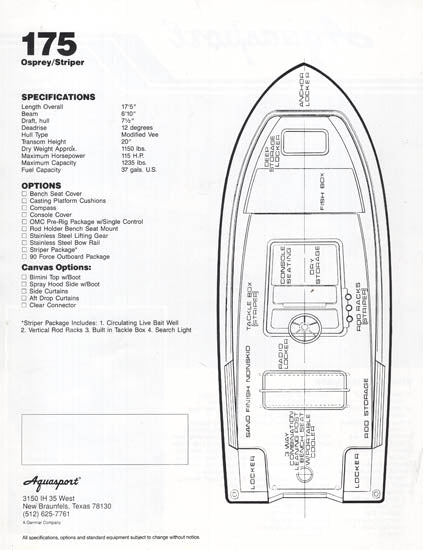 Aquasport 175 Osprey / Striper Brochure