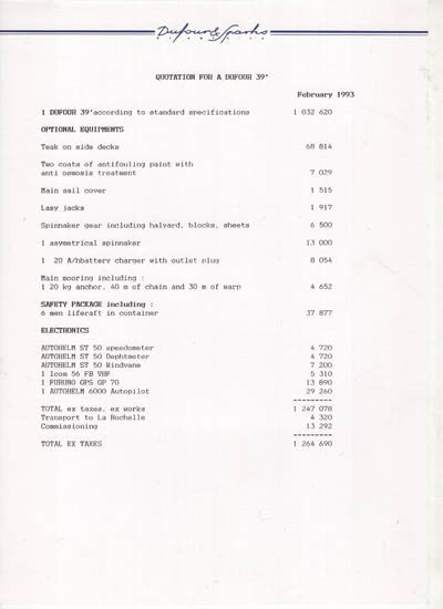 Dufour 39 Bound Brochure