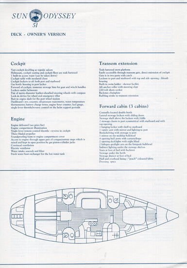 Jeanneau Sun Odyssey 51 Specification Brochure
