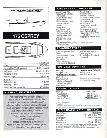 Aquasport 1998 Specification Brochure