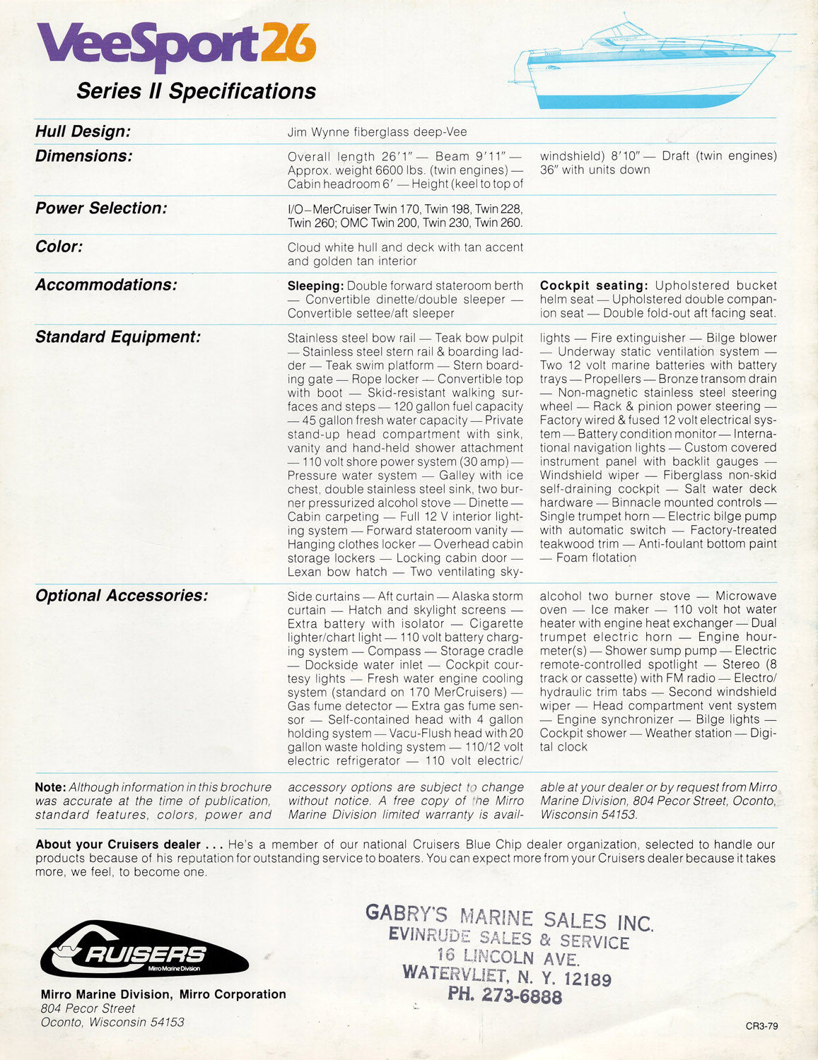 Cruisers VeeSport 26 Series II Brochure