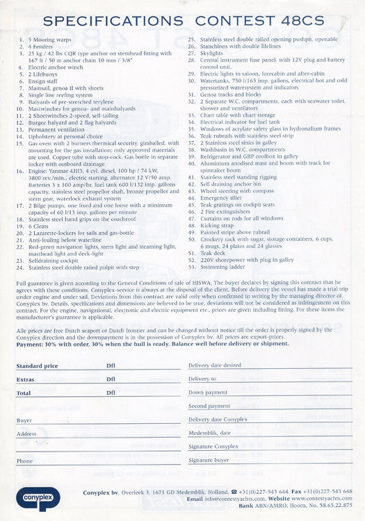 Contest 48CS Specification Brochure