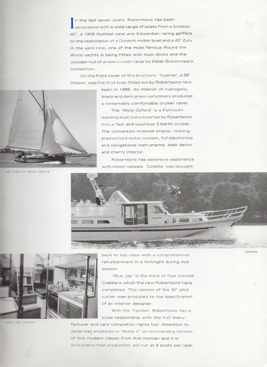 Robertsons Boat Yard Folder Brochure
