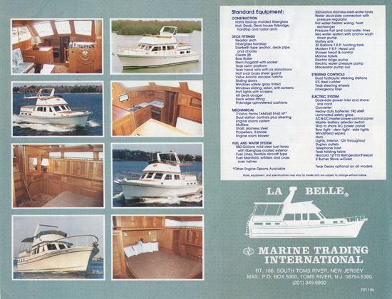 La Belle 1986 Motor Yacht Brochure