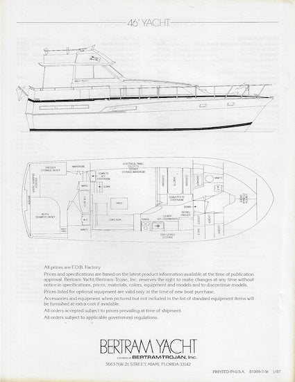 Bertram 46 Yacht Specification Brochure