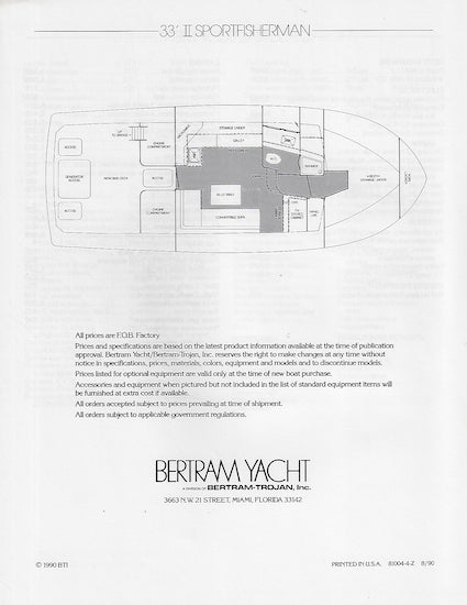 Bertram 33 Sportsman II Specification Brochure