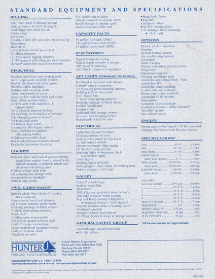 Hunter 410 Specification Brochure