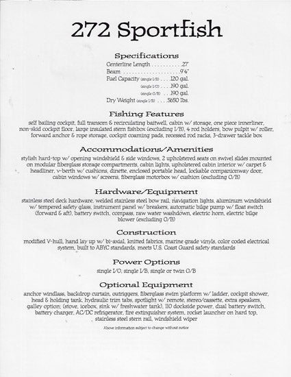 Sport Craft 272 Sportfish Brochure