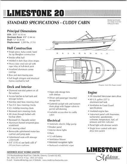 Medeiros Limestone 20 Cuddy Cabin Brochure