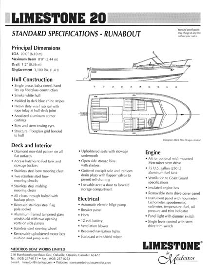 Medeiros Limestone 20 Runabout Brochure