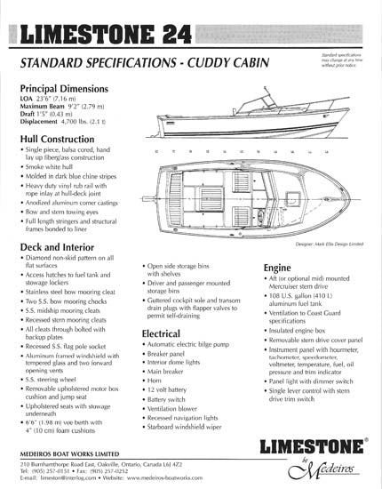 Medeiros Limestone 24 Cuddy Cabin Brochure