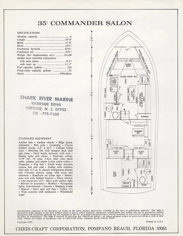 Chris Craft Commander 35 Salon Brochure