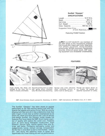 AMF Alcort Sunfish Olympic Edition Brochure