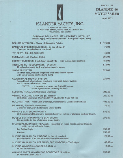Islander 40 Motor Sailer Brochure